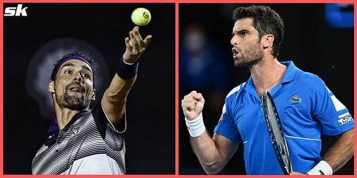 Fabio Fognini (L) and Pablo Andujar