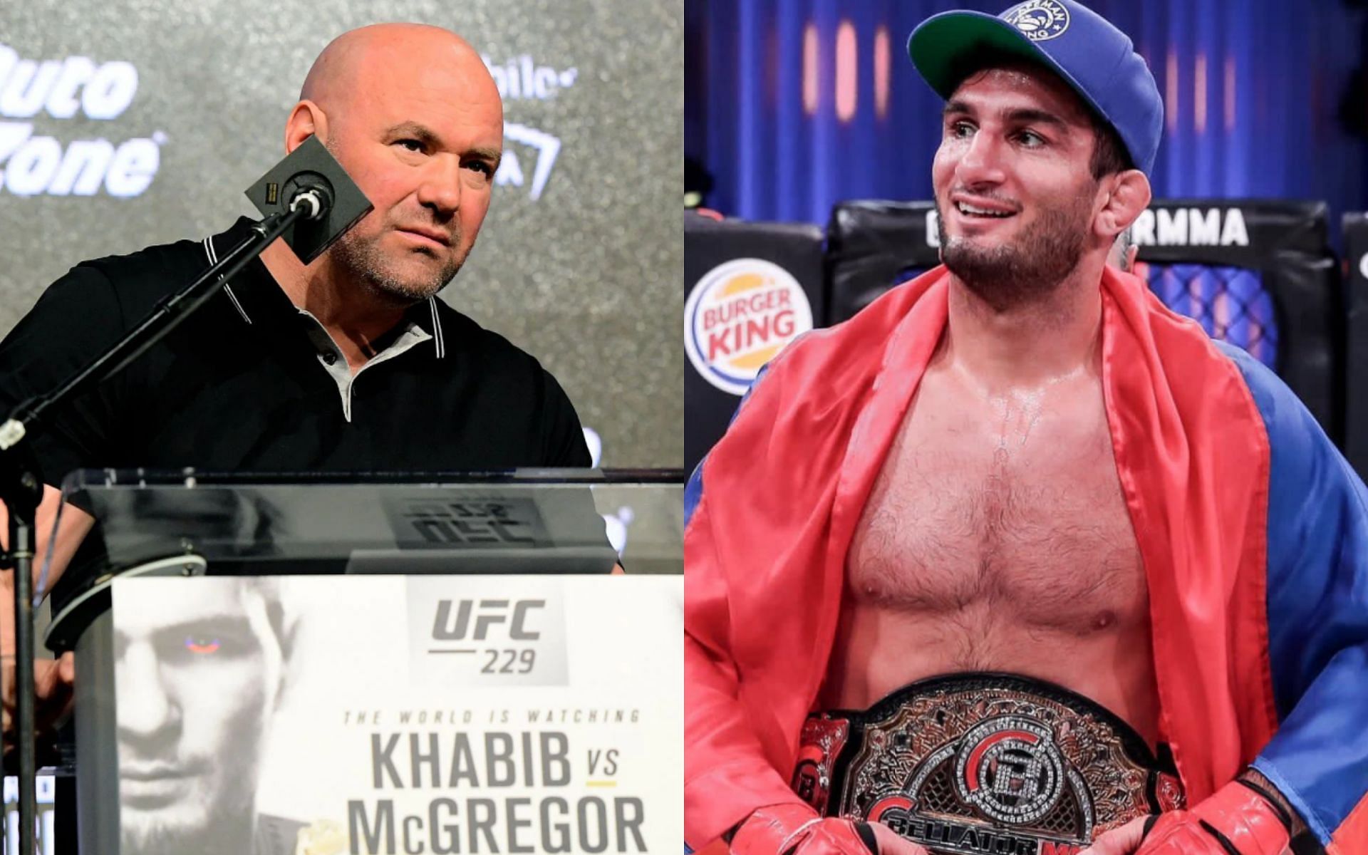 Dana White (left), Gegard Mousasi (right)