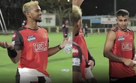 [Watch] Umran Malik owes Nicholas Pooran a free dinner after losing a bet during an SRH practice session