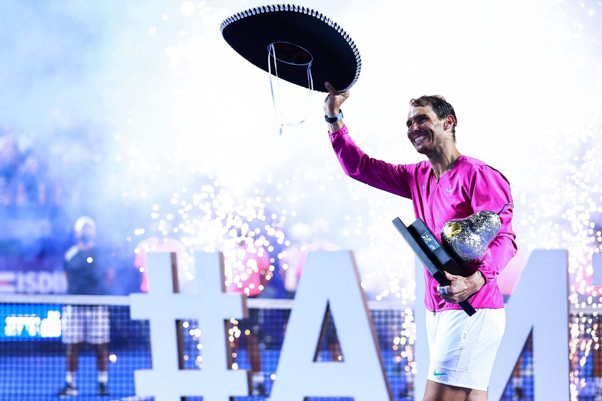 Rafael Nadal with the 2022 Mexican Open trophy