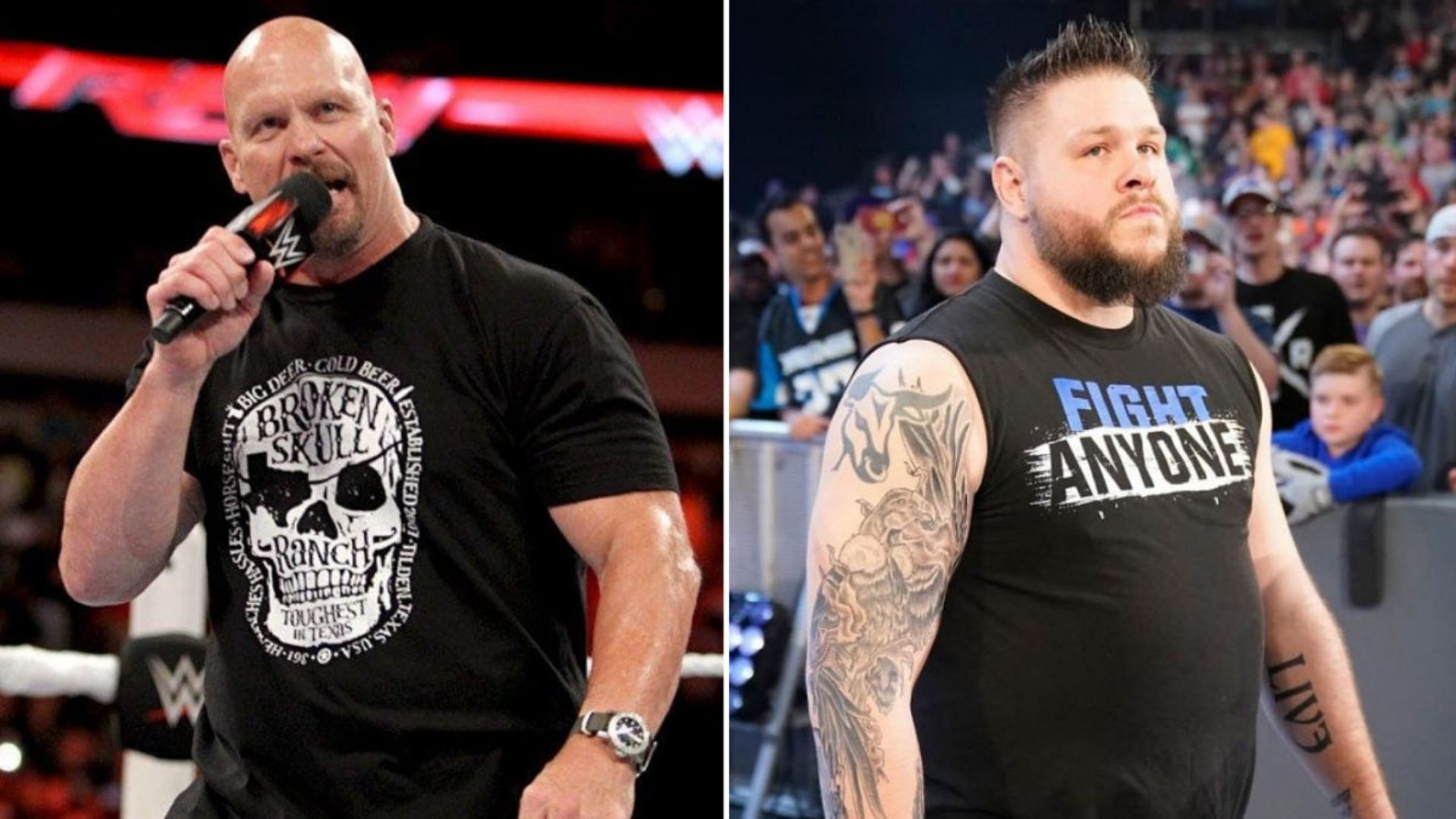 Stone Cold Steve Austin and Kevin Owens will cross paths at WrestleMania.