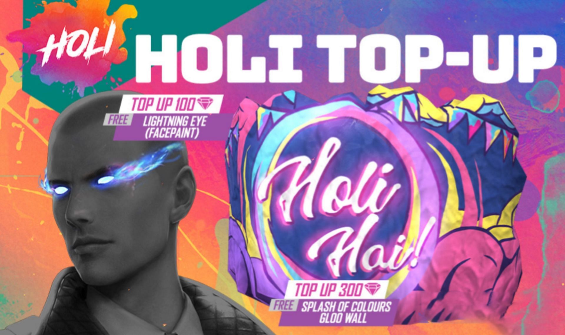 The new Holi Top Up event in Free Fire MAX (Image via Garena)