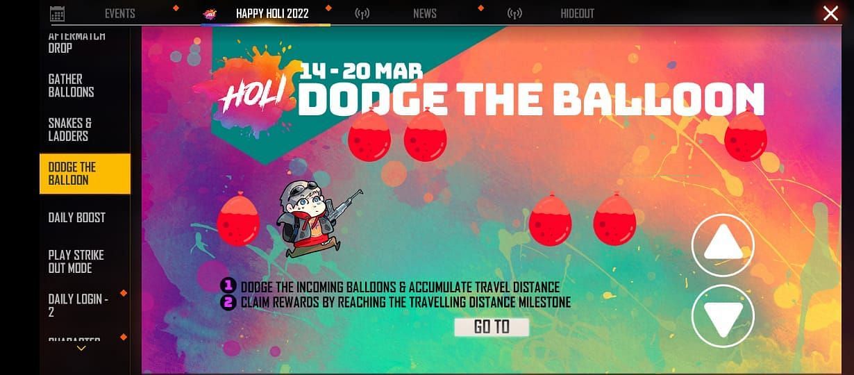 Dodge the Balloon option (Image via Garena)