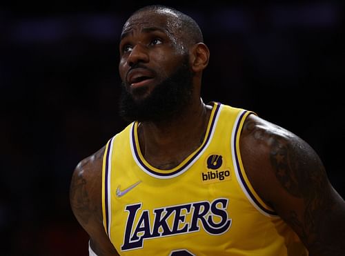 LeBron James in action during Toronto Raptors v Los Angeles Lakers