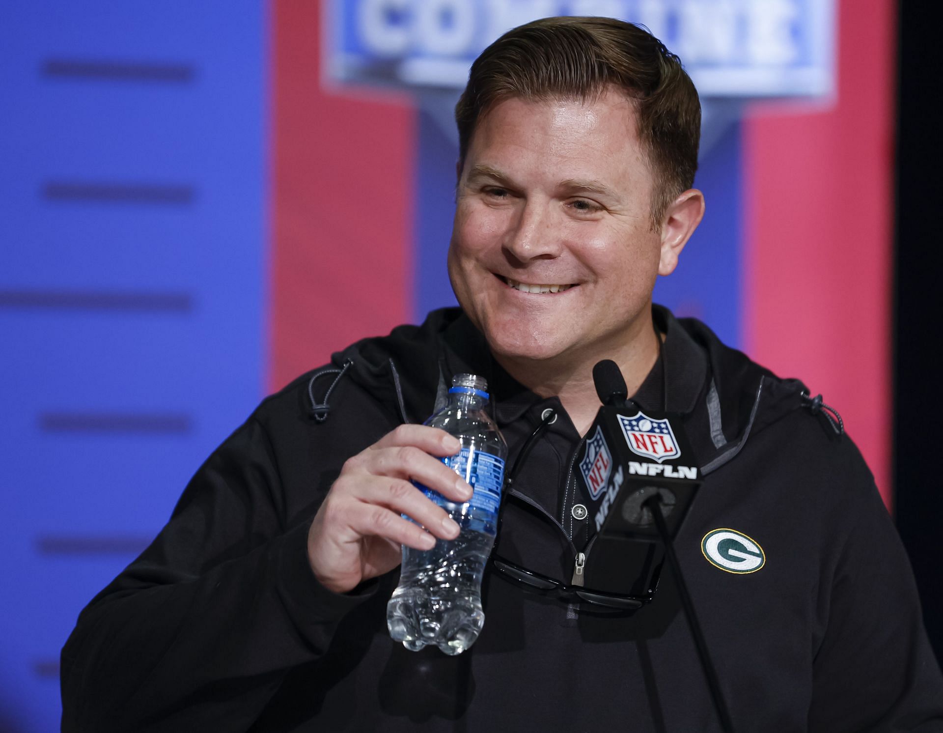 Brian Gutekunst at a press conference at the NFL Combine