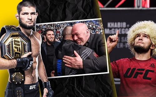 Khabib Nurmagomedov [Image from ufc.com], central image [via Twitter @UFC]