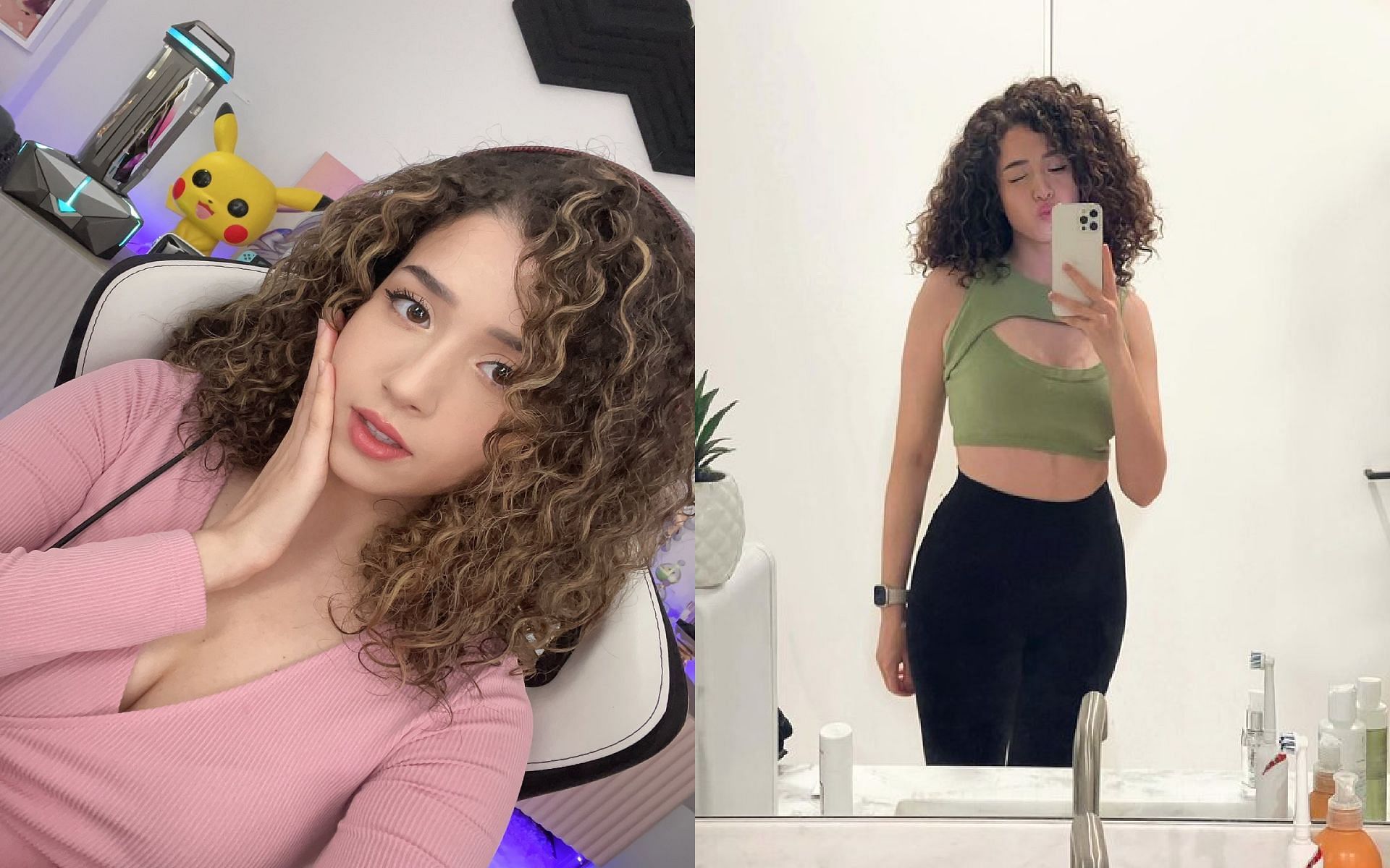 Pokimane talks about her curly hair as she responds to a viewer (Images via Pokimane/Twitter)