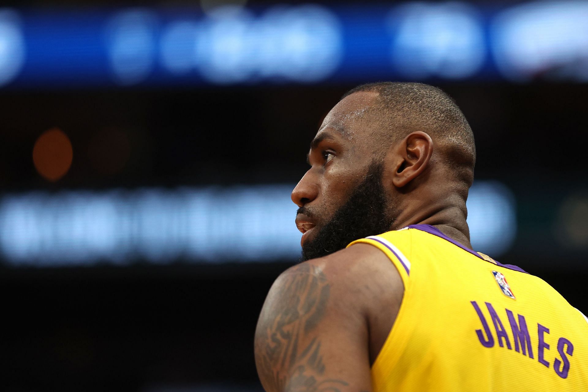 LeBron James in action during the Los Angeles Lakers vs Washington Wizards game