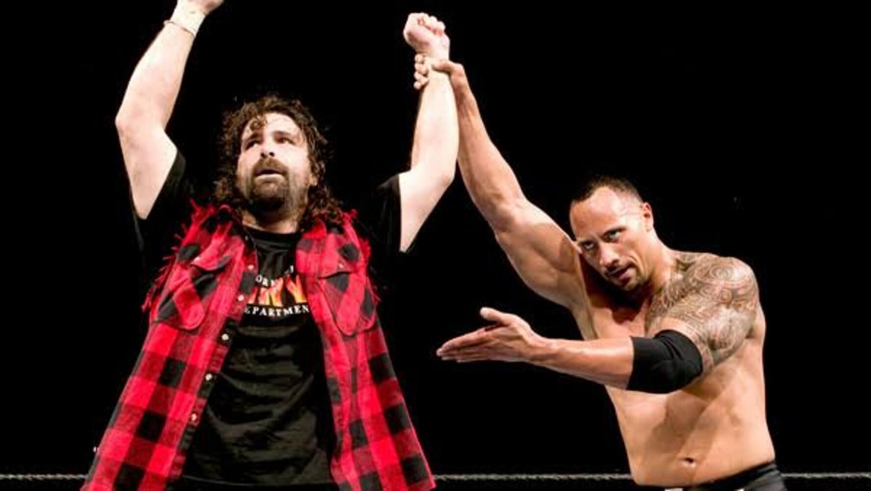 The Rock and Mick Foley.