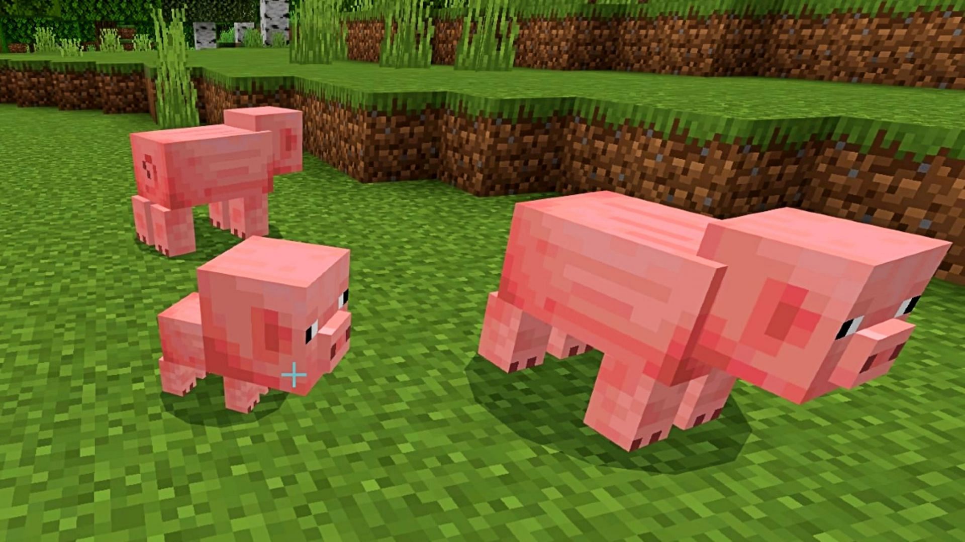 A parent pig accompanied by its piglets (Image via Mojang)