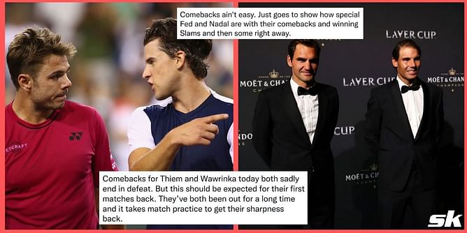 "Federer and Nadal's comebacks have set unrealistic expectations" - Tennis fans come to Dominic Thiem and Stan Wawrinka's defense after comeback losses