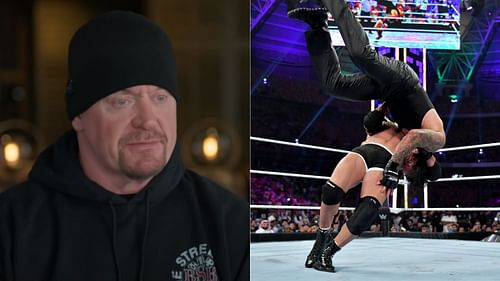 The Undertaker (left); Goldberg's Jackhammer botch (right)