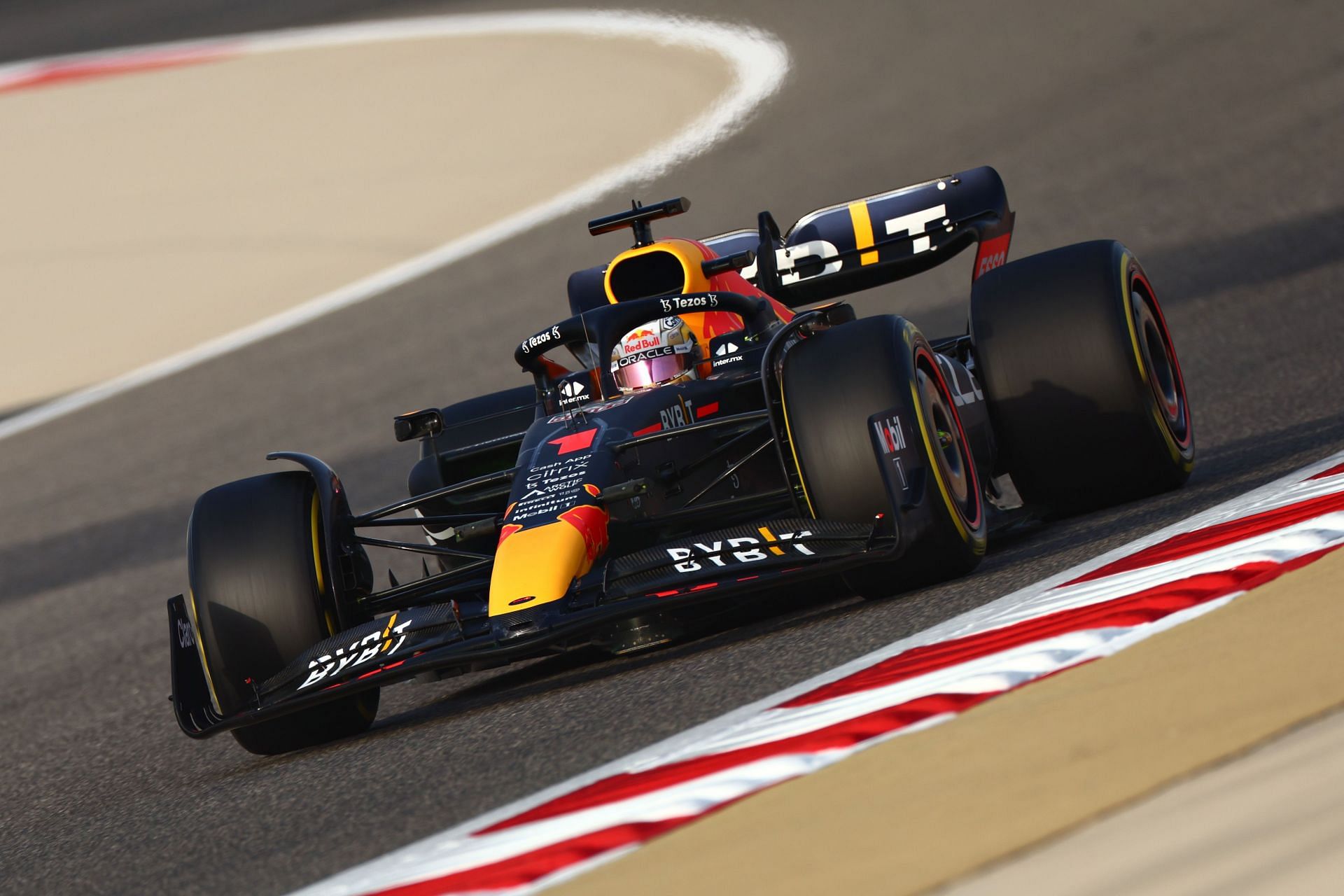 Max Verstappen (#1) Red Bull Racing RB18 on the final day of Bahrain pre-season testing