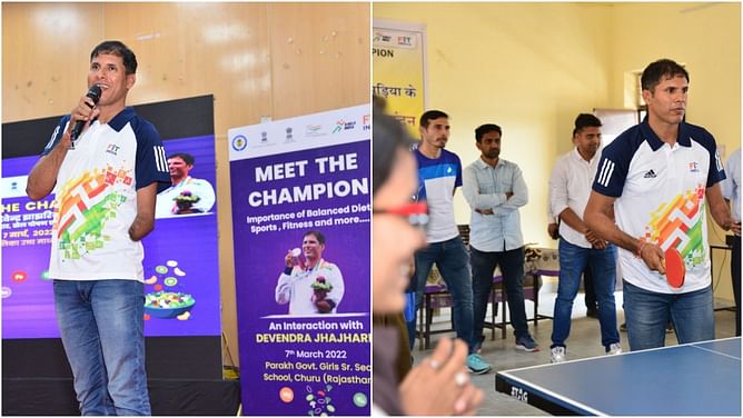 Devendra Jhajharia interacts with children under 'Meet the Champions' initiative