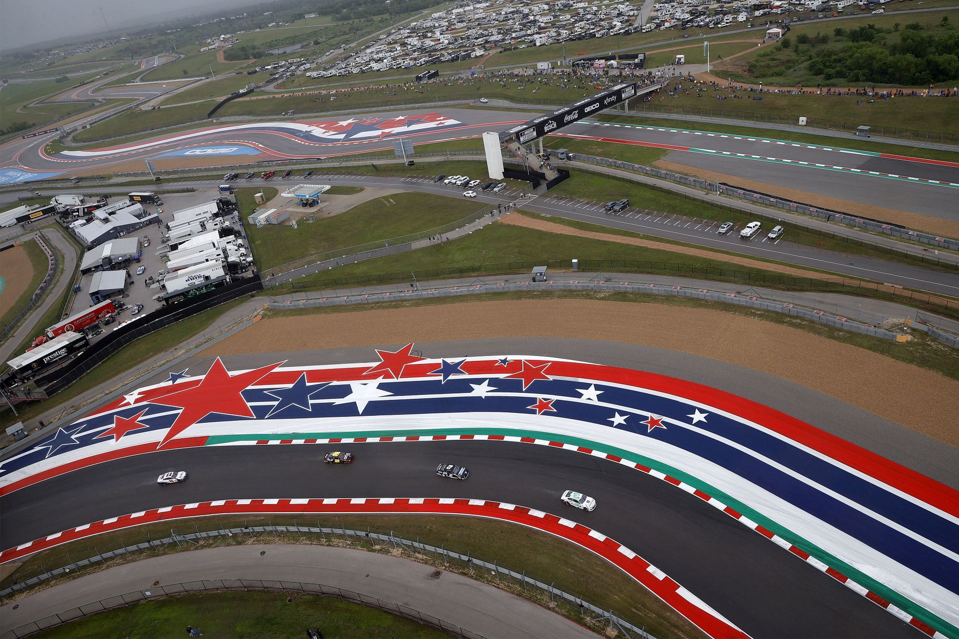 A general view of cars racing during the NASCAR Cup Series EchoPark Texas Grand Prix at Circuit of The Americas (Photo by Chris Graythen/Getty Images)