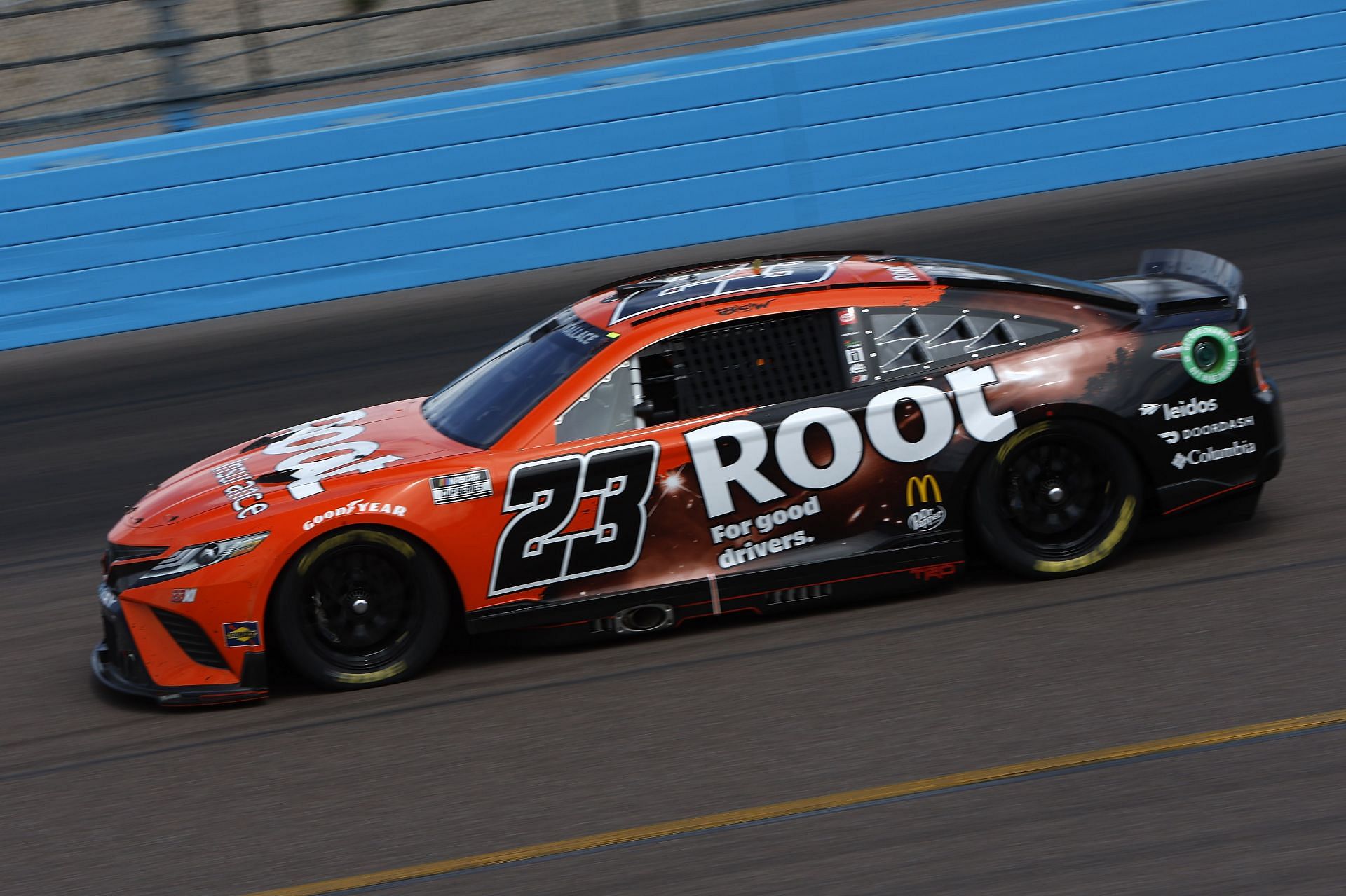 Bubba Wallace Jr. drives the #23 ROOT Insurance Toyota Camry during the Ruoff Mortgage 500 at Phoenix Raceway in Avondale, Arizona (Photo by Sean Gardner/Getty Images)