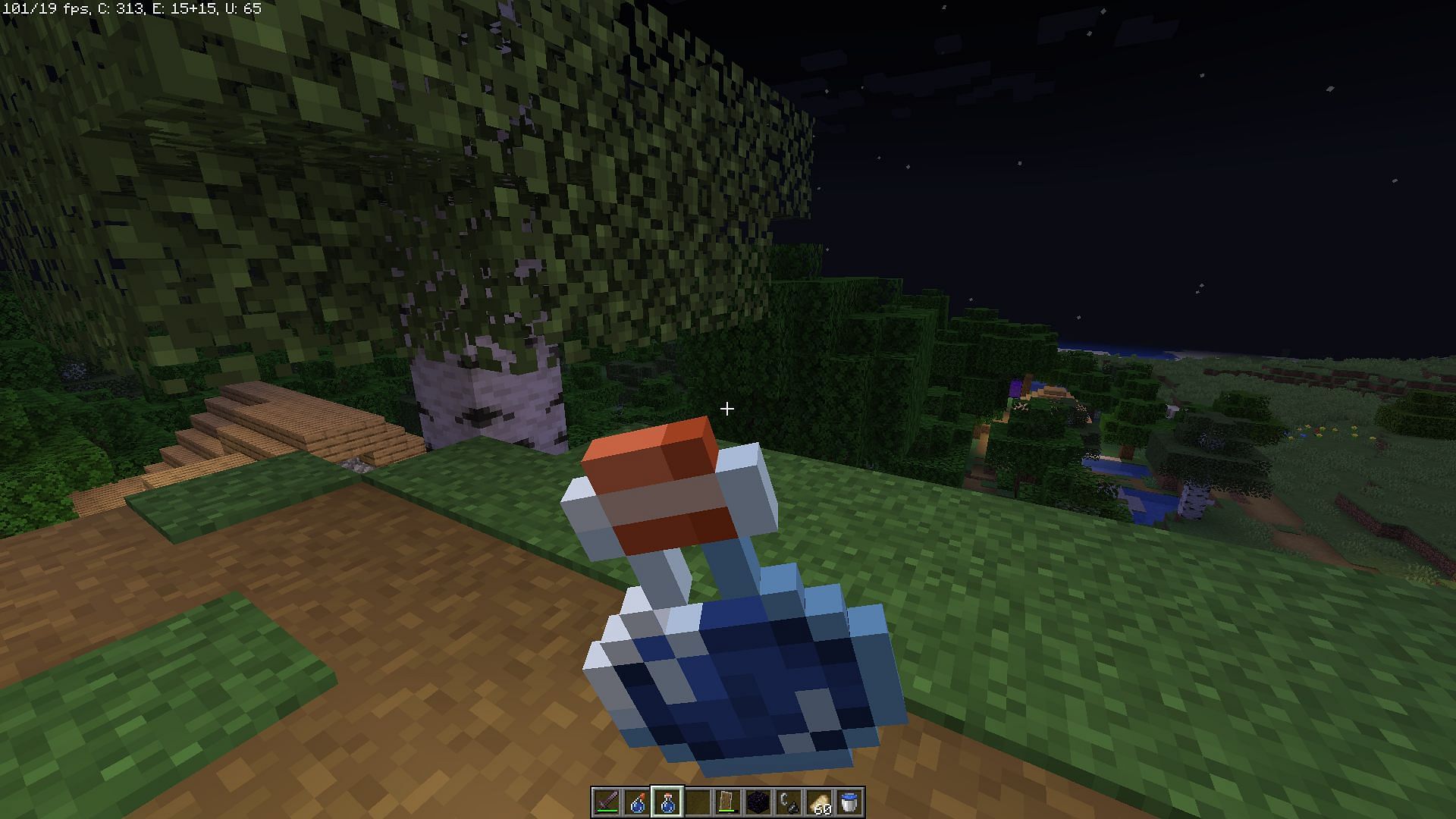 Drinking the bottle of water (Image via Mojang)