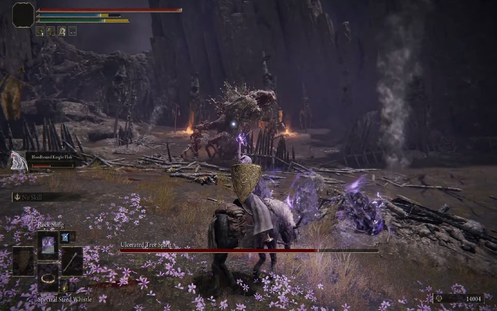 A player fighting the Ulcerated Tree Spirit in Elden Ring (Image via Gaming Tornado/YouTube)