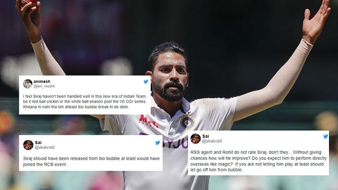 "Unfair for Siraj!"- Fans furious as India bench Mohammed Siraj again for 2nd IND vs SL 2022 Test