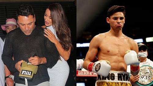 Oscar De La Hoya and Holly Sonders (left), Ryan Garcia (right)