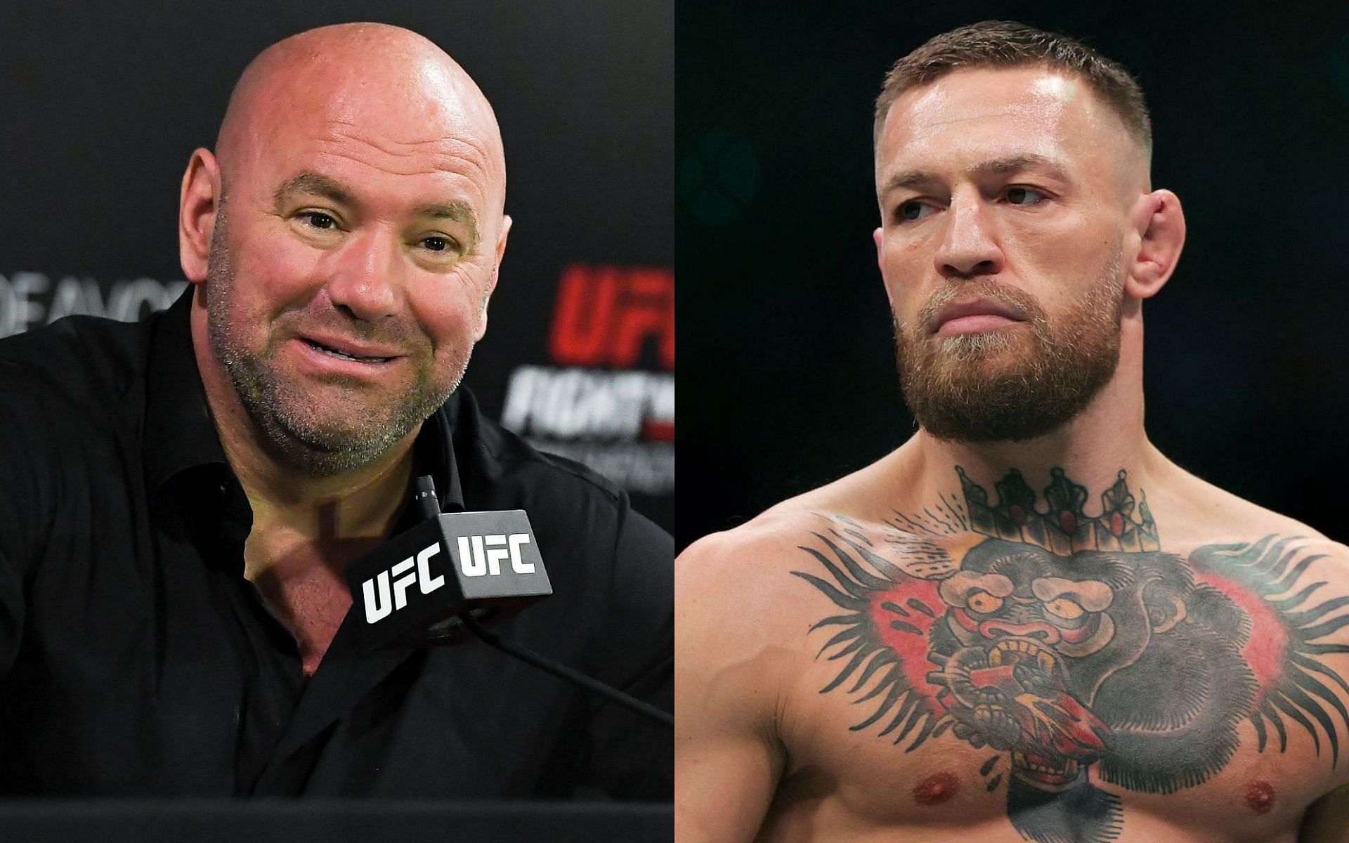 Dana White (left); Conor McGregor (right)