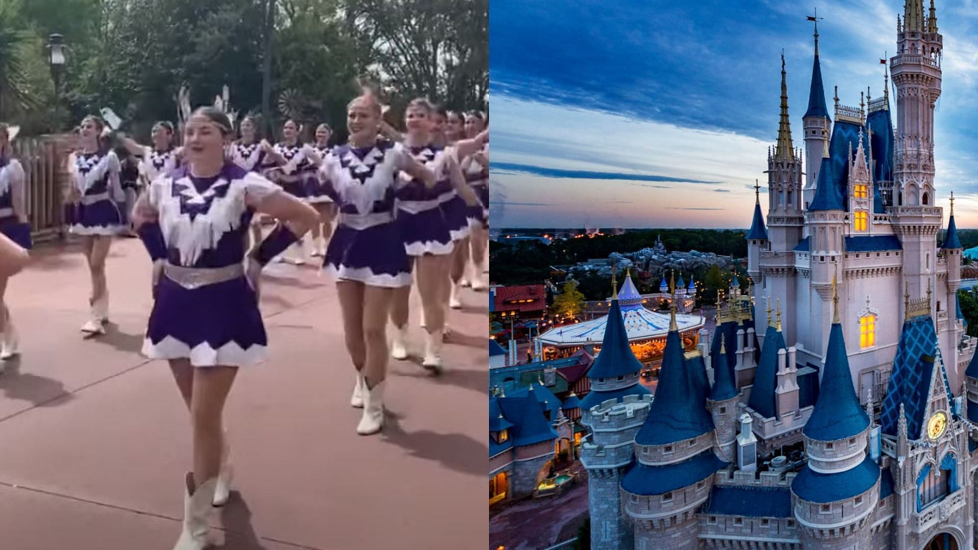 The Port Neches-Groves High School &ldquo;Indianettes&rdquo; drill team came under fire for a racially inappropriate performance at the Magic Kingdom (Image via NDN/YouTube and Matt Stroshane/Getty Images)