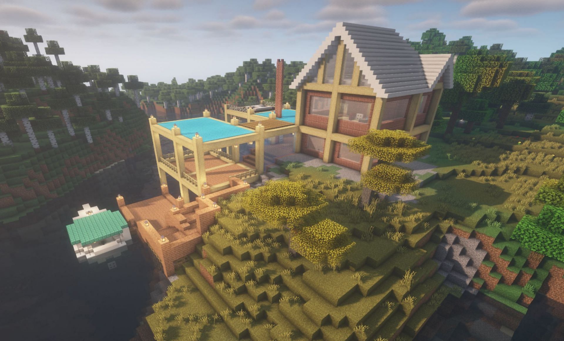 Minecraft: Beautiful Lake House Timelapse