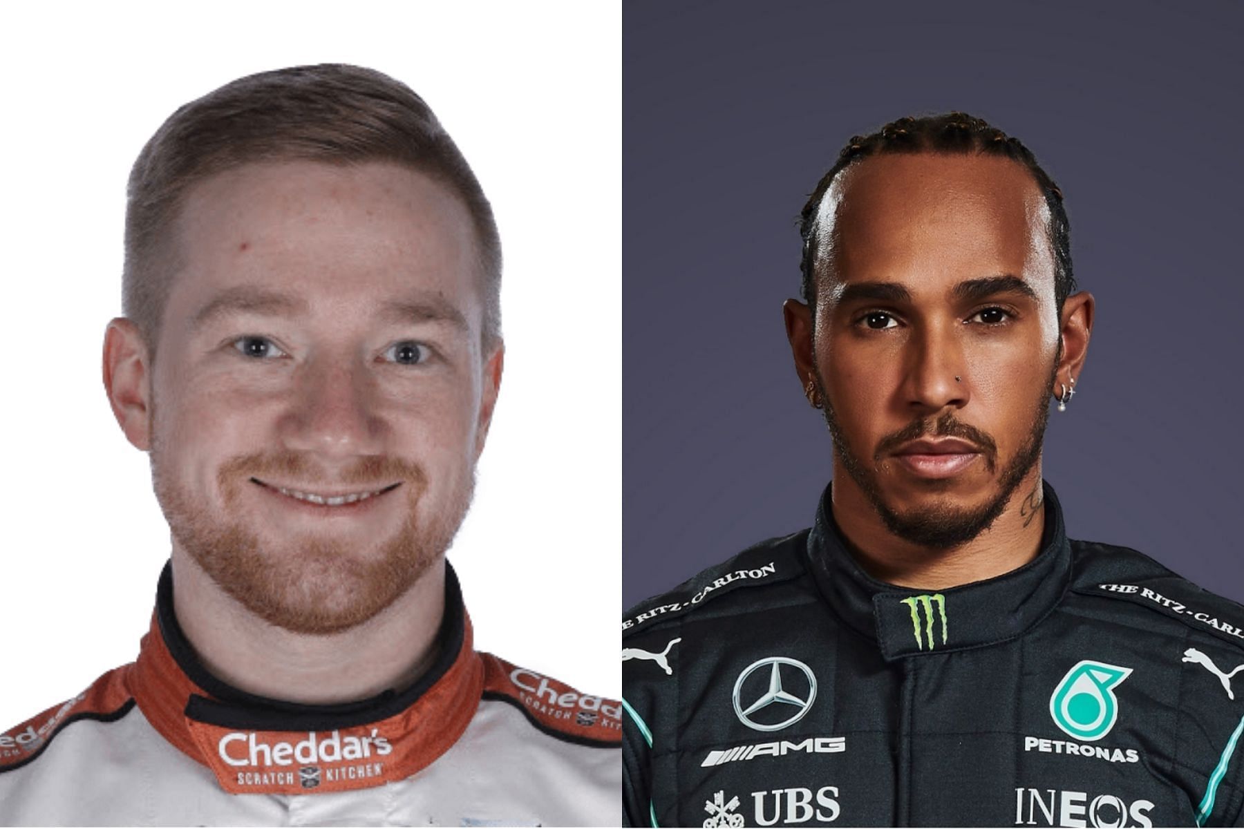 Tyler Reddick (left) feels Lewis Hamilton (right) taking part in NASCAR could level up the competition (Image source: NASCAR/F1)