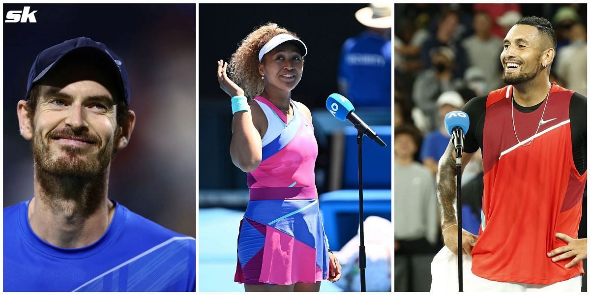 From L-R: Andy Murray, Naomi Osaka and Nick Kyrgios.
