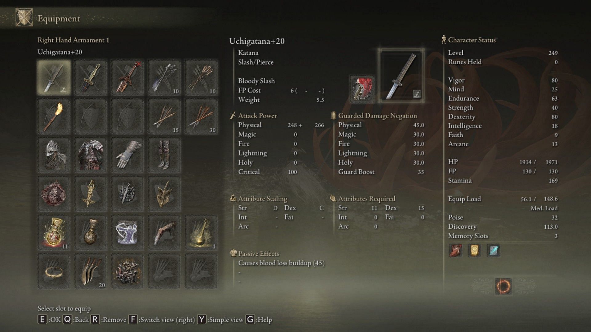 Uchigatana is one of the best early-game weapons for bleed attacks (Image via Elden Ring)