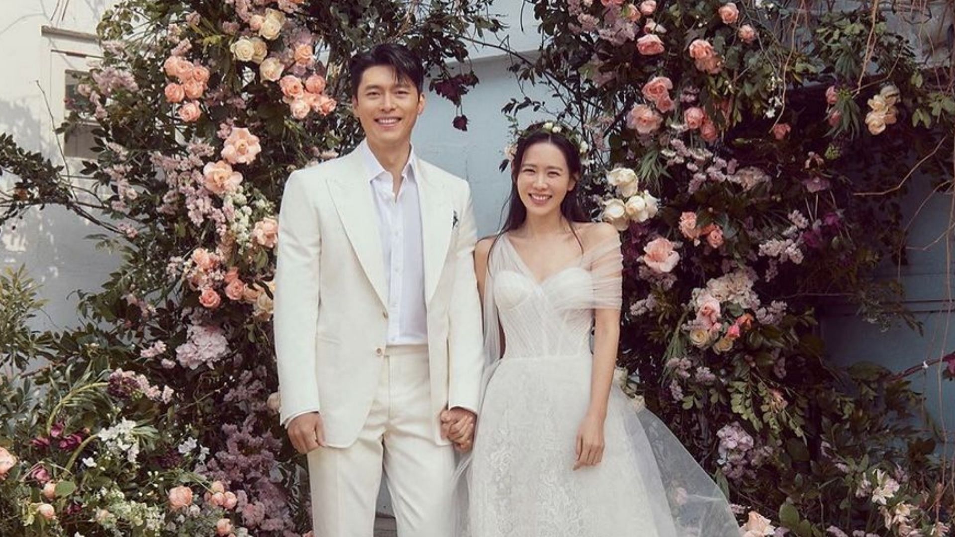 Power couple Hyun Bin and Son Ye-jin&#039;s wedding photo (Image via @vast.ent/Instagram)