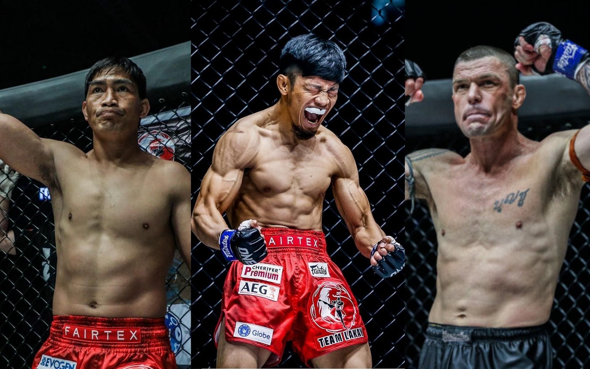 Lito Adiwang (middle) provided some insights about the fight between his teammate, Eduard Folayang (left) and John Wayne Parr (right) at ONE: X. (Images courtesy of ONE Championship)