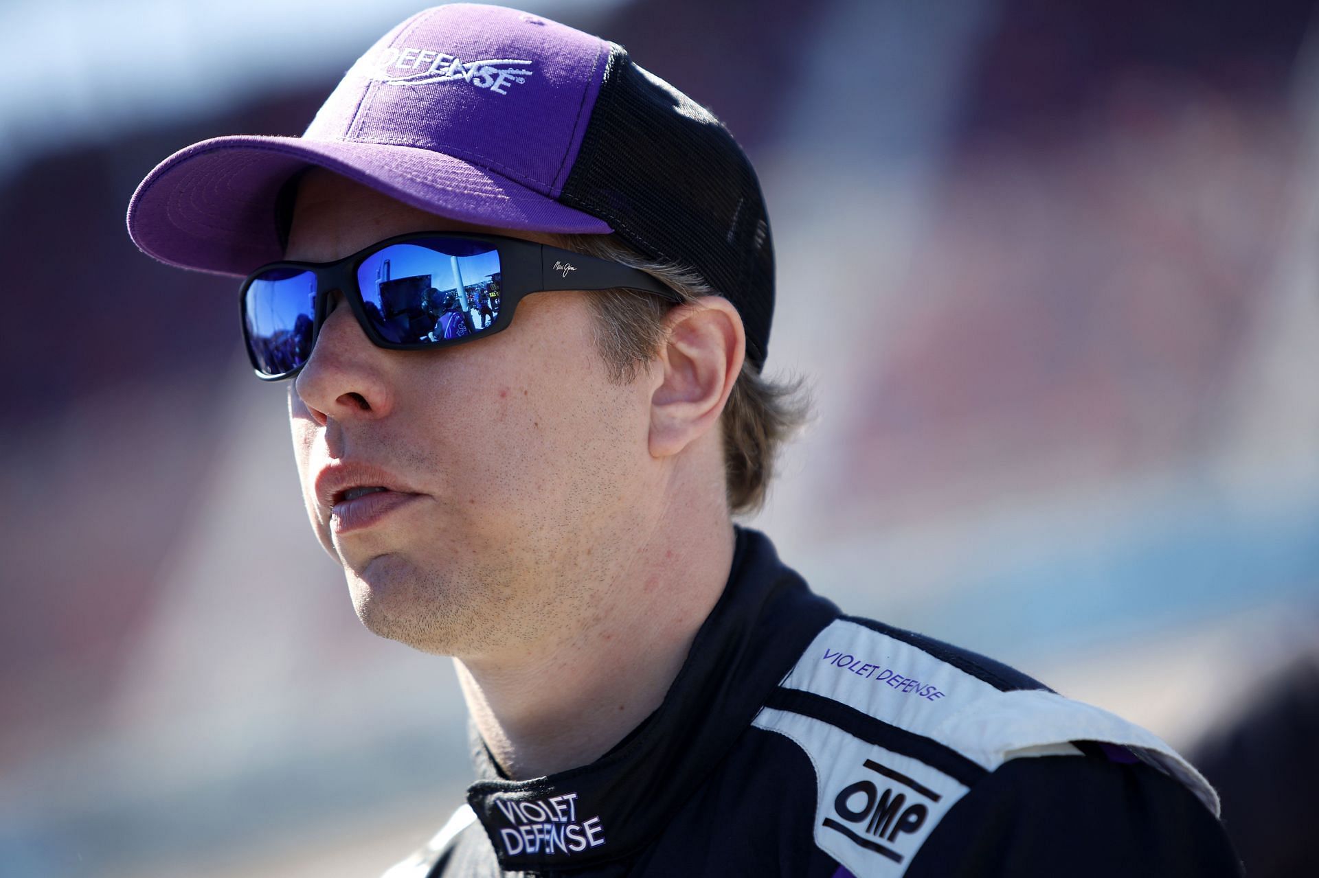 Brad Keselowski waits on the grid during practice for for the Ruoff Mortgage 500 at Phoenix Raceway.