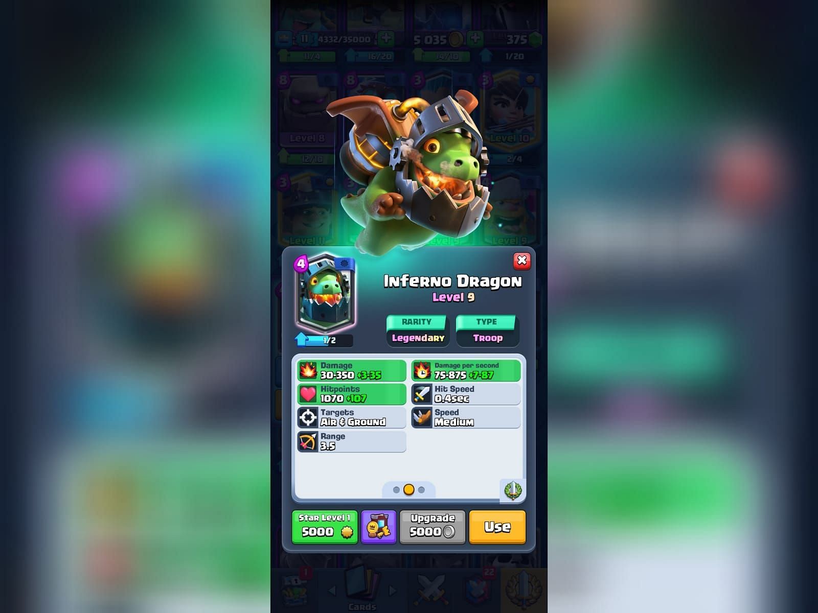 Inferno Dragon in Clash Royale (Image via Sportskeeda)