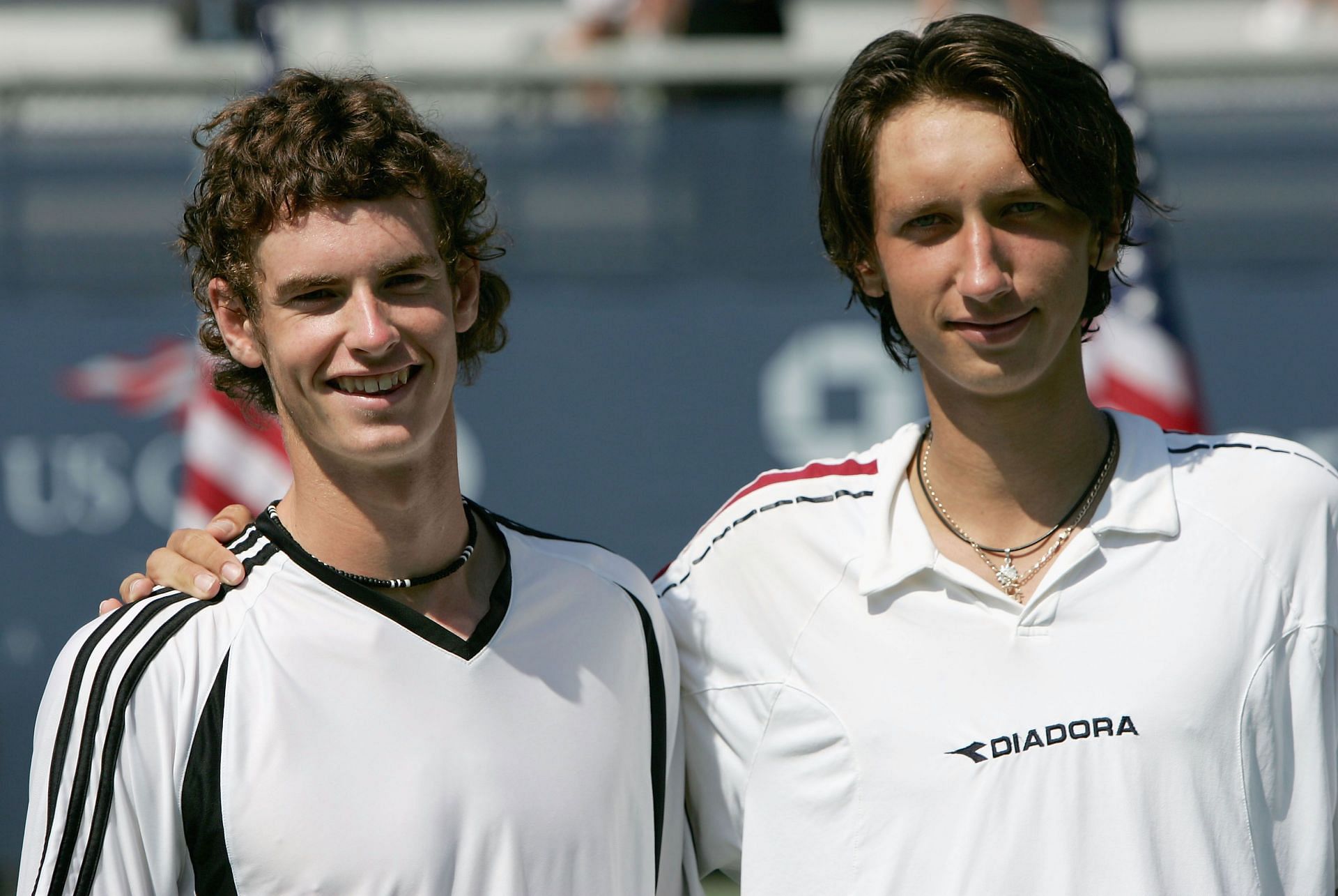 Sergiy Stakhovsky (L) and Andy Murray at the 2004 US Open boys&#039; singles final.