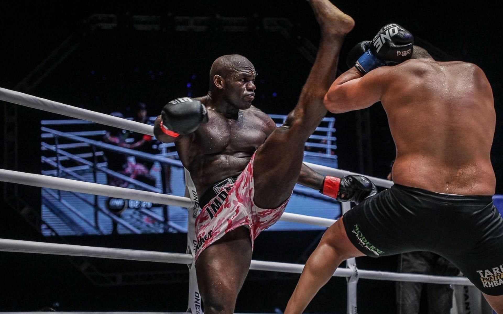 ONE Championship&#039;s Alain Ngalani has some of the most flexible legs you&#039;ll ever see. (Image courtesy of ONE Championship)