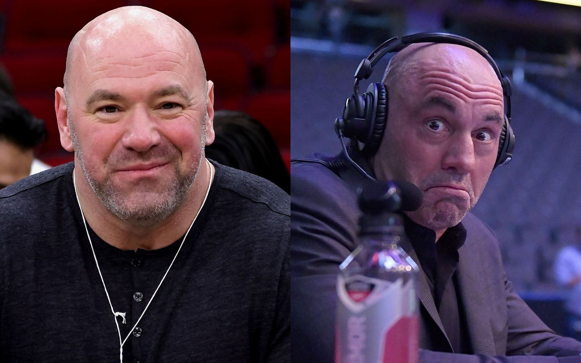 Dana White [left], Joe Rogan [right]