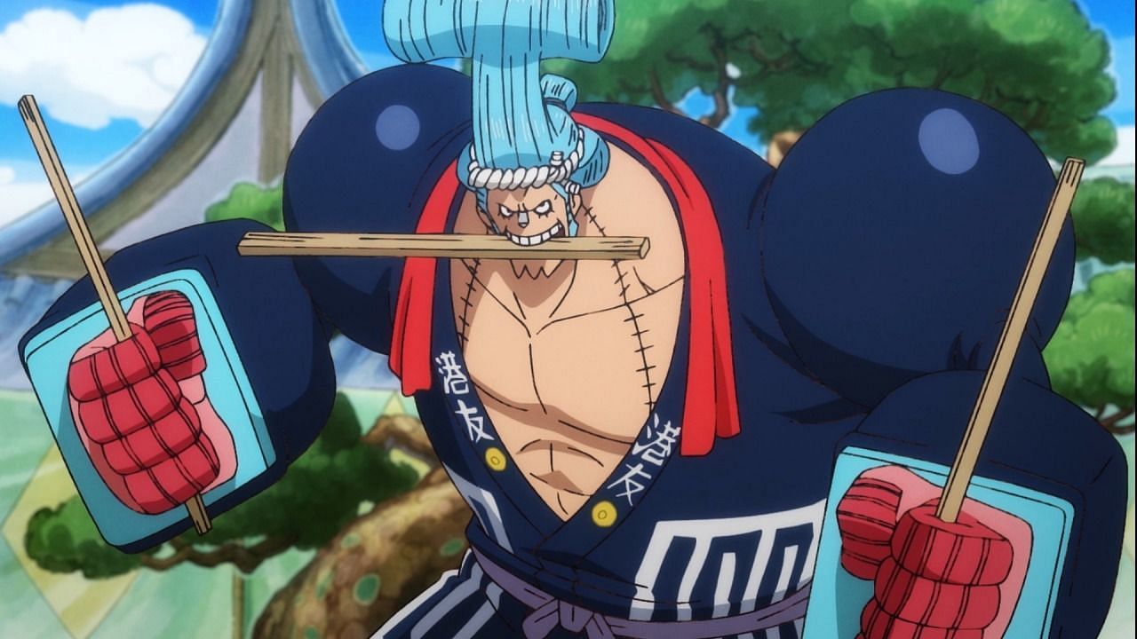 Franky as seen during the anime&#039;s Wano arc (Image via Toei Animation)