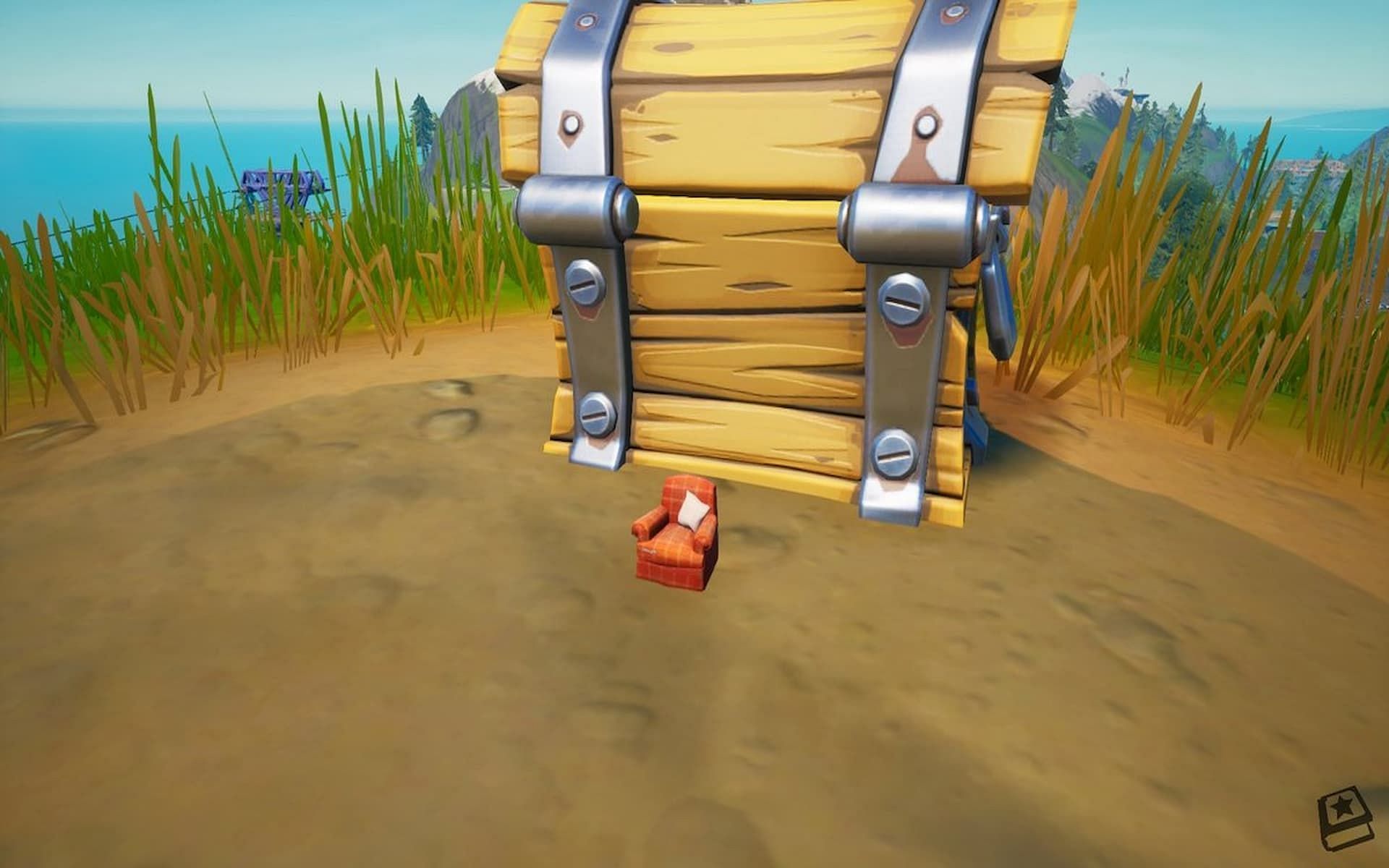 The shrinking chair found on the island (Image via Epic Games)