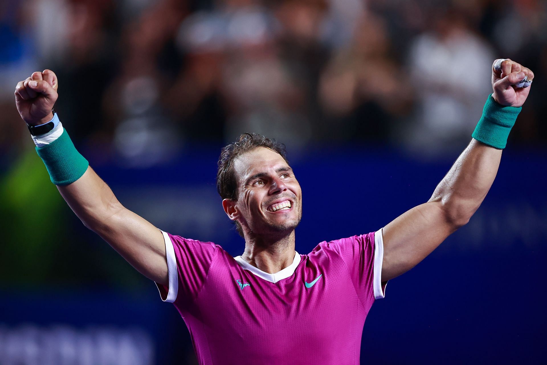 Rafael Nadal celebrates after winning the Mexican Open 2022