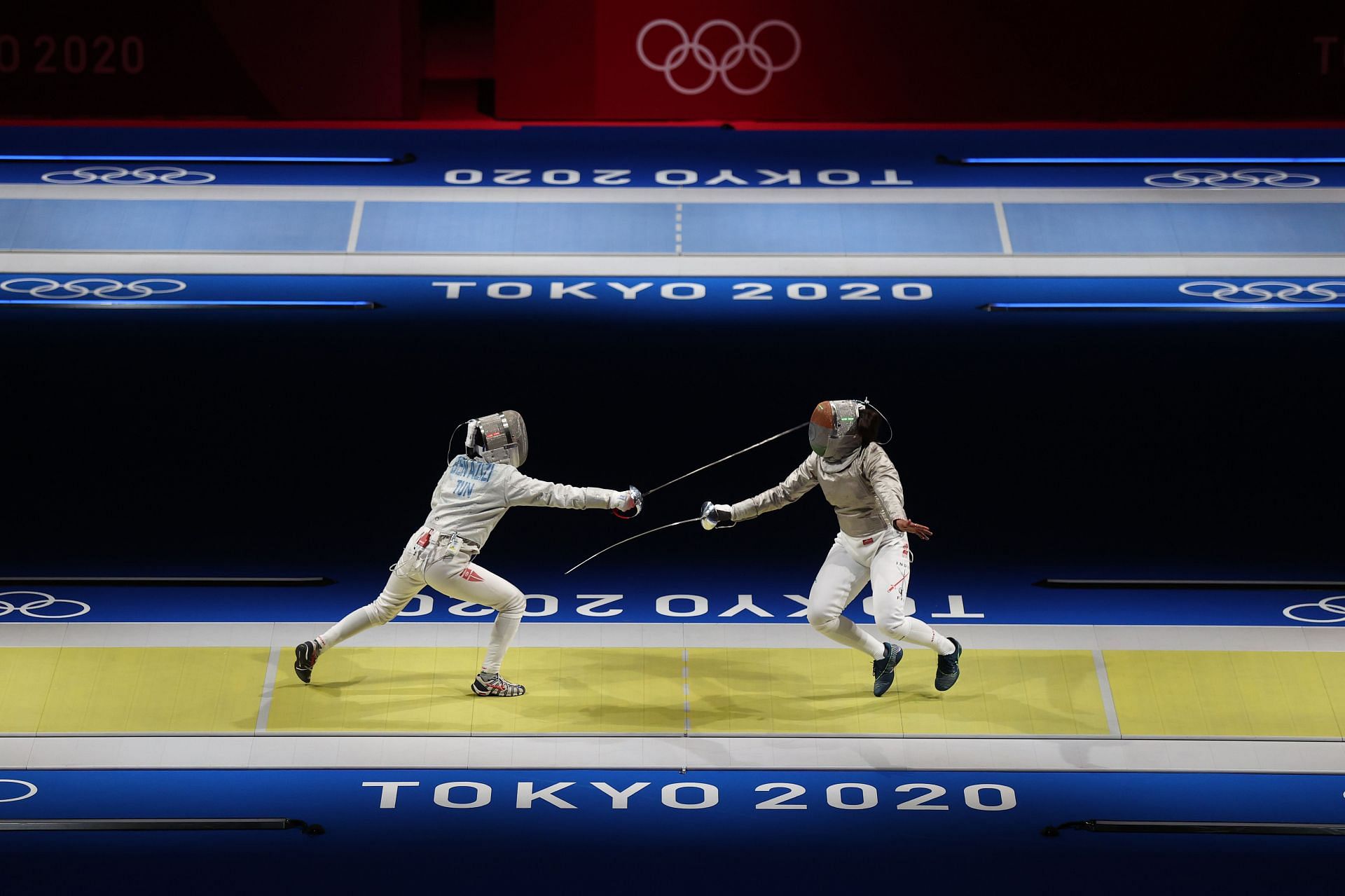 Fencing - 2021 Olympics: Indian fencer C.A Bhavani Devi in action