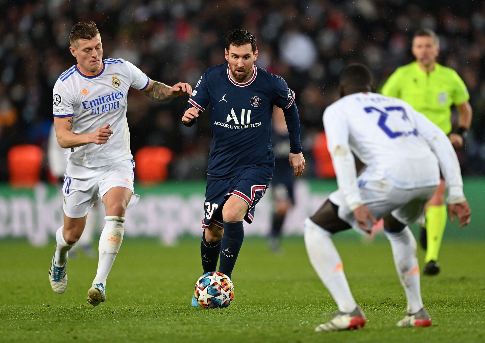 Lionel Messi (centre) is yet to fully settle in at the Parc des Princes.