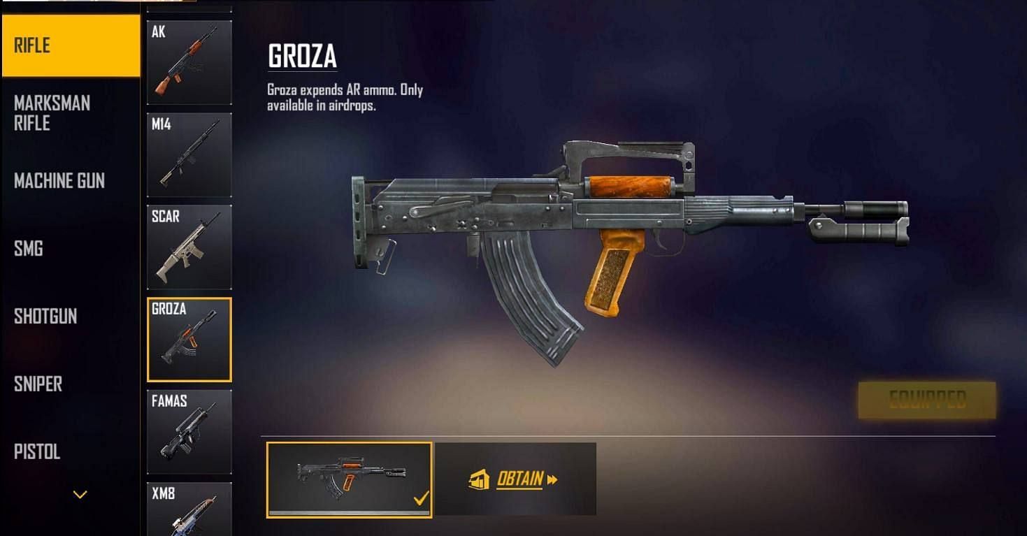 Groza can be considered an all-rounder AR in Free Fire MAX (Image via Garena)