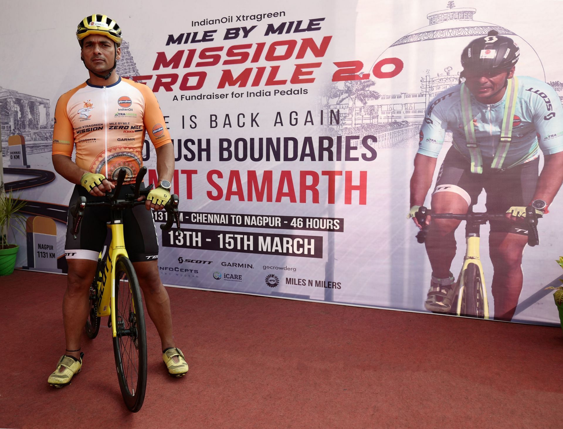 Dr Amit Samarth will attempt to cycle a world record 1131-km from Light House, Marina Beach, Chennai, to Zero Mile, Nagpur. (Pic credit: Team Samarth)