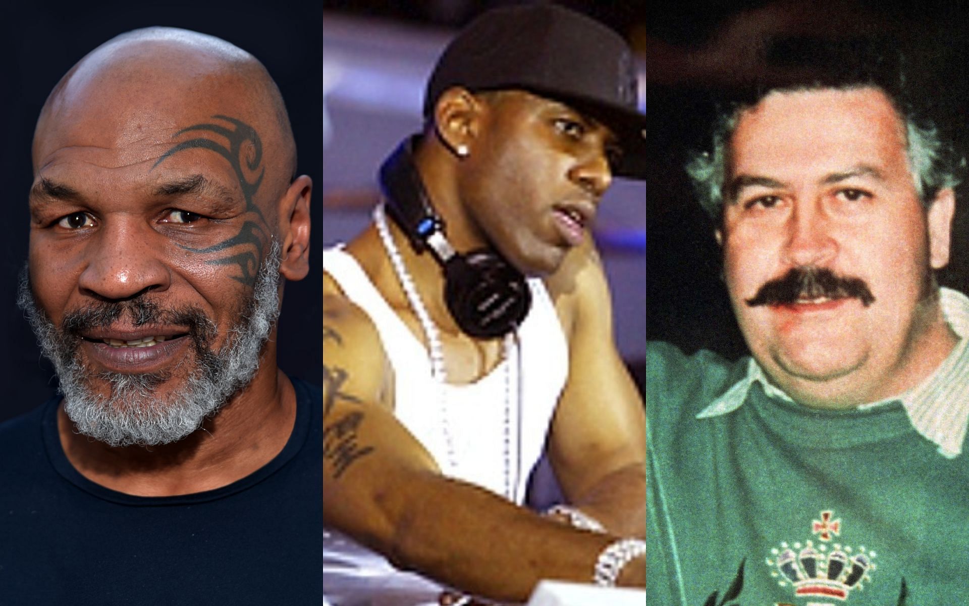 [L-R] Mike Tyson, DJ Whoo Kid and Pablo Escobar