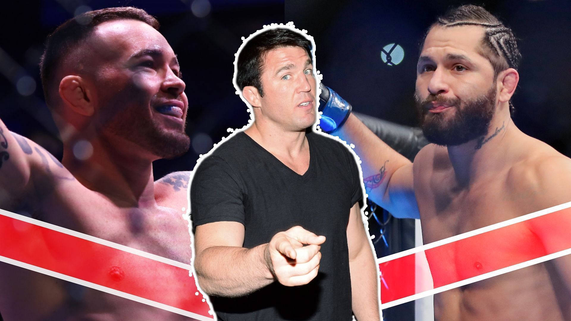 Chael Sonnen (Center) gives his prediction on Colby Covington (Left) vs. Jorge Masvidal (Right) (Images courtesy of Getty)