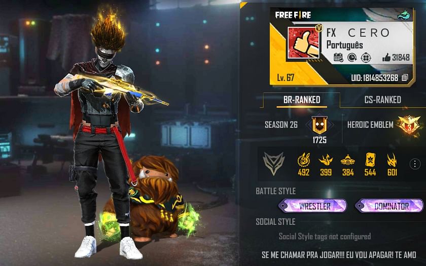 RUOK FF's Free Fire ID, stats, K/D ratio and more