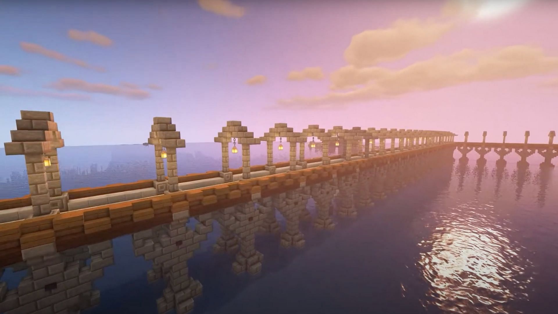 This railway bridge is a great way for Minecraft players to move their minecarts around their world in style (Image via Spudetti/YouTube)