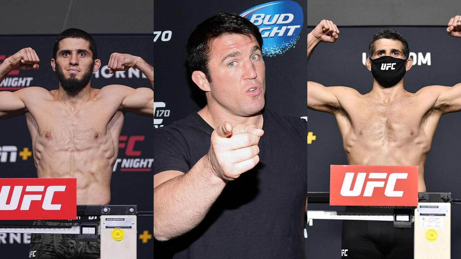 Islam Makhachev (Left), Chael Sonnen (Middle), and Beneil Dariush (Right)