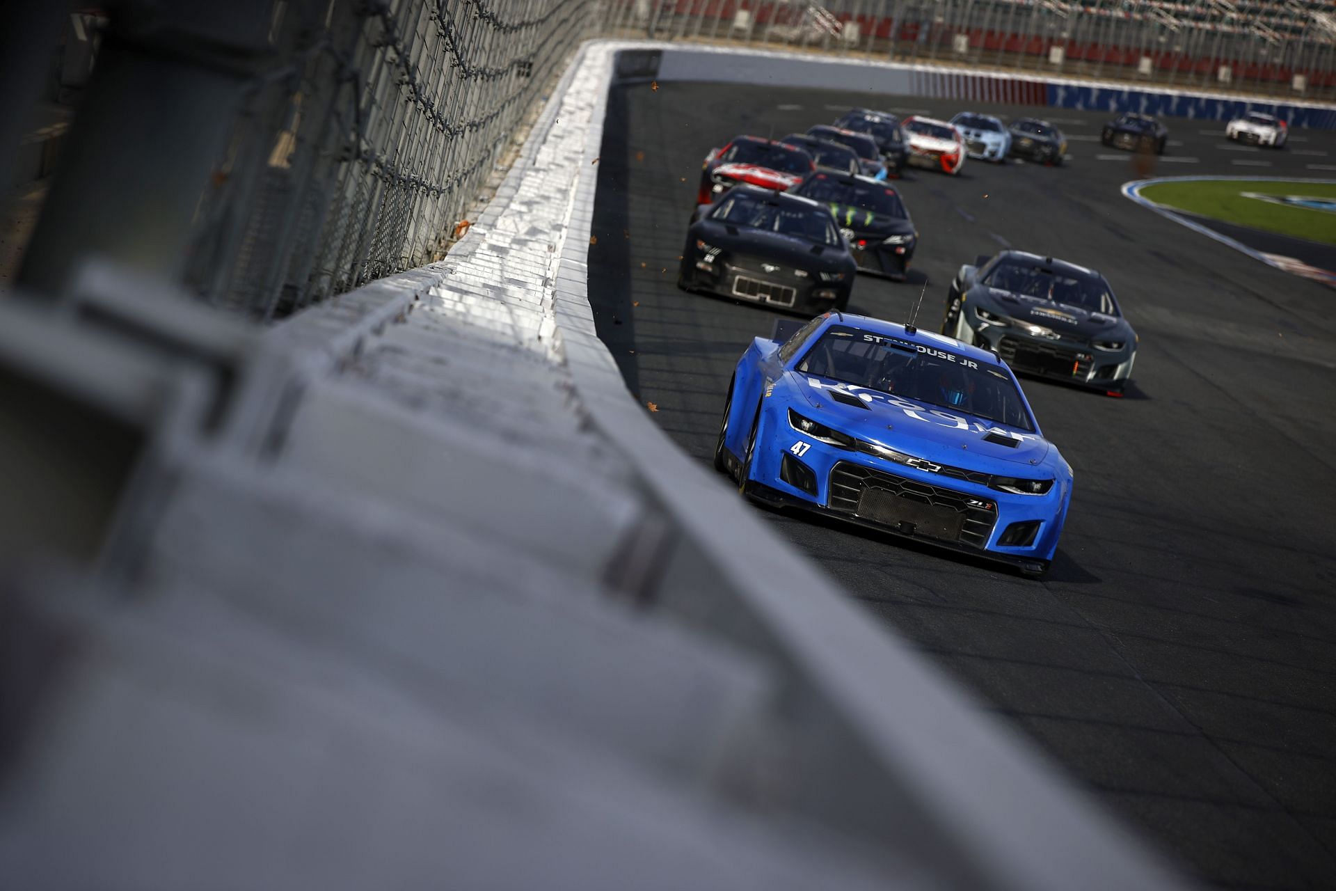 Ricky Stenhouse Jr., driver of the No. 47 JTG Daugherty Racing Chevrolet, leads a pack of cars during the NASCAR Next Gen Test at Charlotte Motor Speedway. (Photo by Jared C. Tilton/Getty Images)